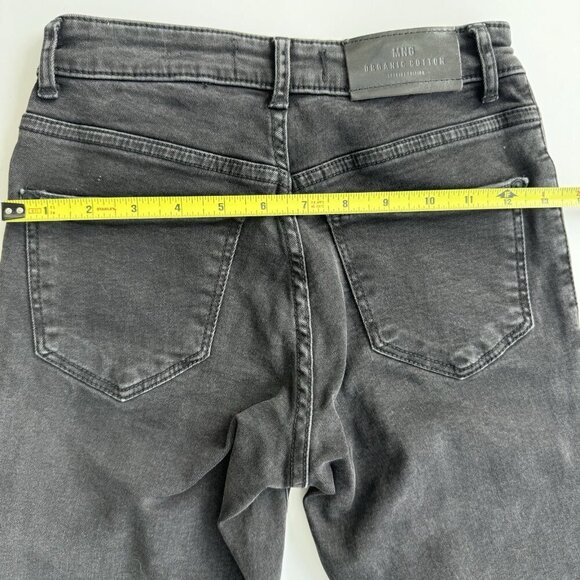 MANGO MNG organic cotton Straight Cropped Jandri Jeans black Mid Rise size 1 - Picture 11 of 12